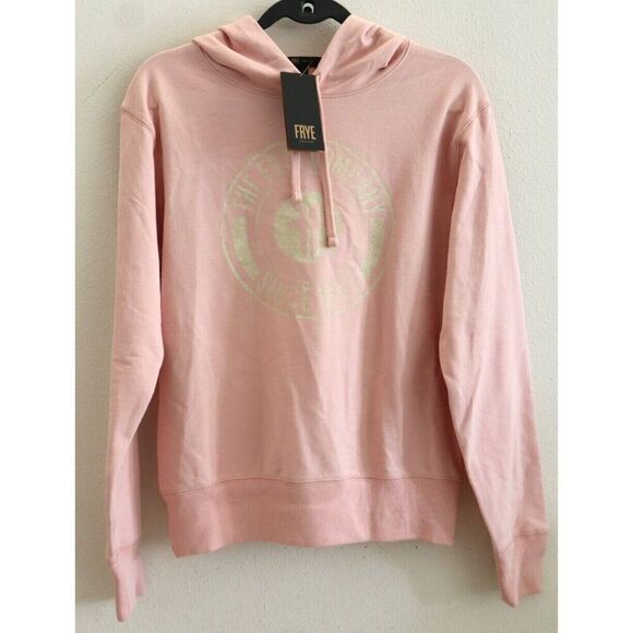 Frye WFF8BKL02-621 Women's Sz S Silver Pink Circle Logo Graphic Hoodie - Picture 1 of 12